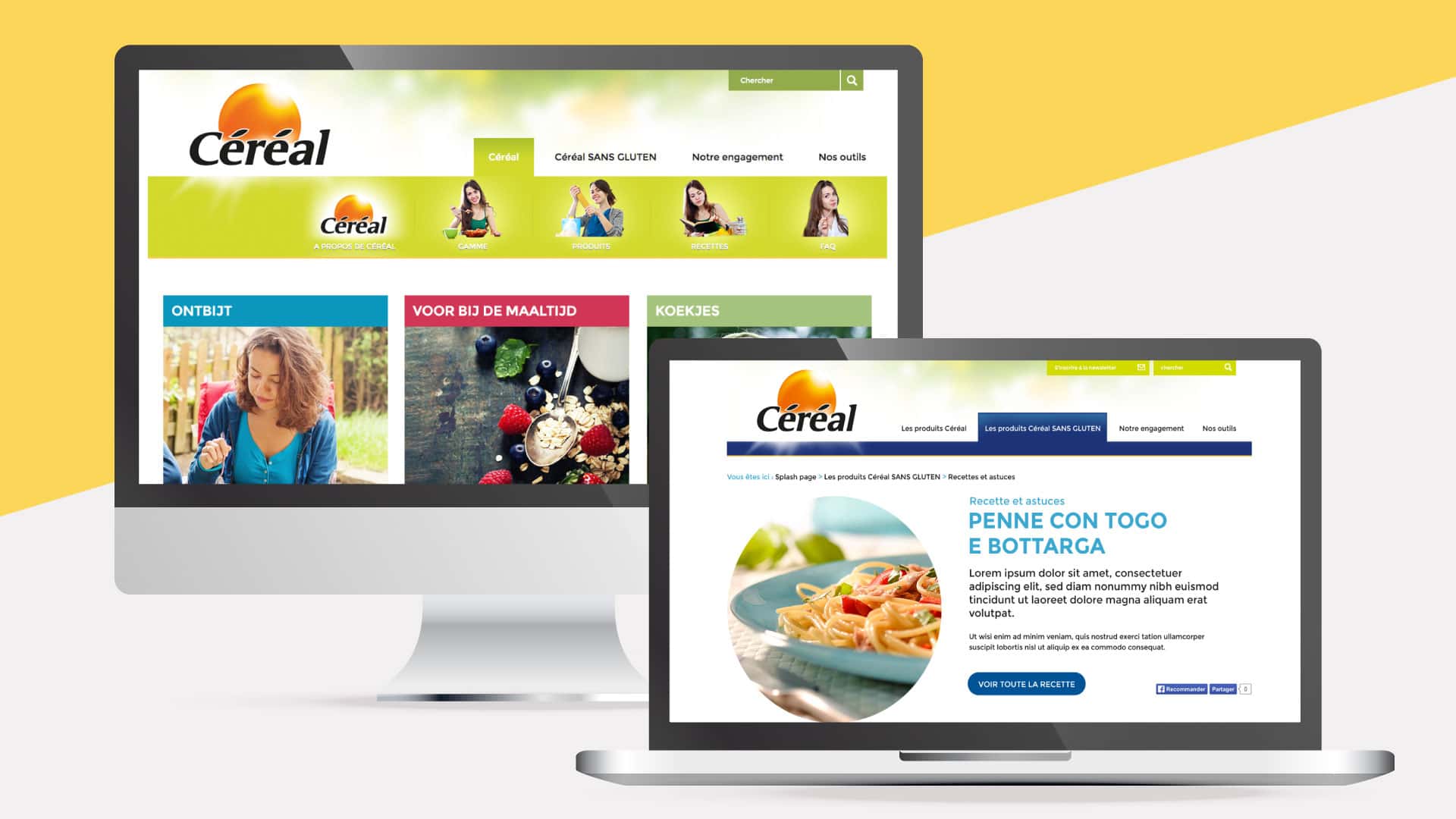 Céréal website, on-line actions